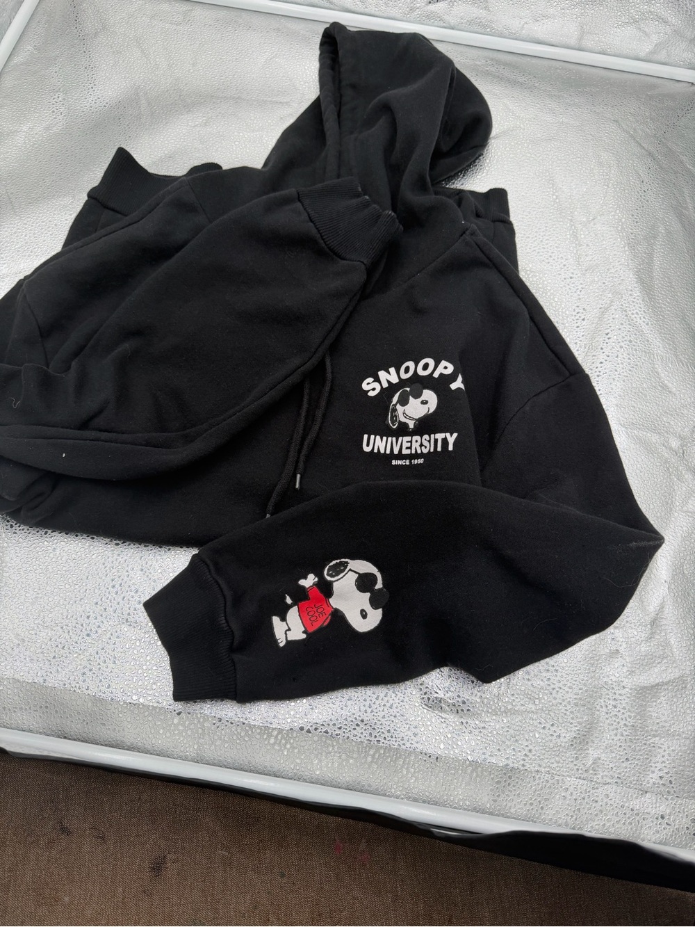 Snoopy University Black Hoodie with Snoopy Graphic